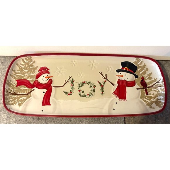 St. Nicholas Square 14 x 6" Snowman Platter # 3036 - Picture 1 of 5